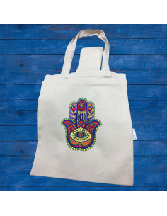 Tote bag Khomsa Sac artisanal fabriqué en tissu robuste.