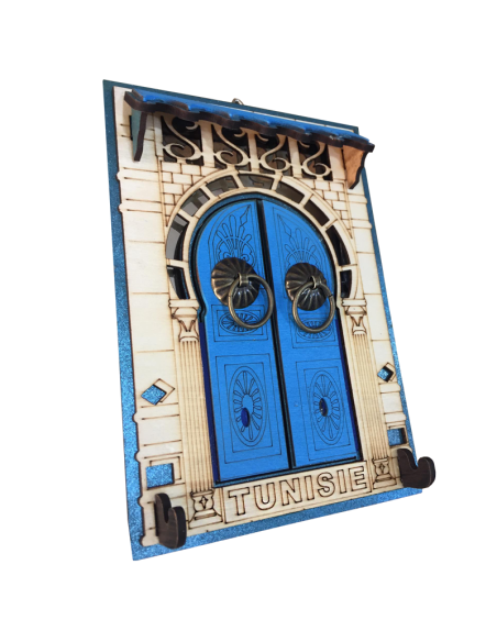 Porte Artisanale Décoratif Sidi Bou Saïd avec miroir et accroche clés