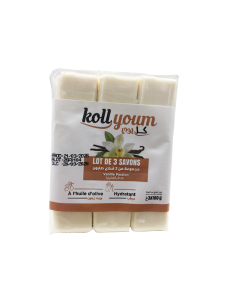 Savon Koll Youm Vanille Passion – Lot de 3 x 100g À l’huile d’olive Hydratant