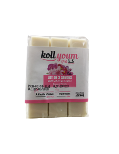 Savon Koll Youm Douceur Florale – Lot de 3 x 100g – À l’huile d’olive – Hydratant