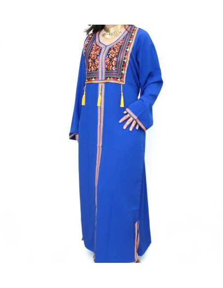 Jebba bleue brodée - Jebba Tunisienne - Kaftan - Tenue traditionnelle
