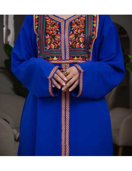 Jebba bleue brodée - Jebba Tunisienne - Kaftan - Tenue traditionnelle