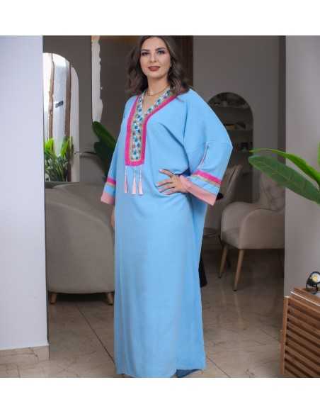 Jebba bleu ciel - Jebba Tunisienne - Kaftan - Tenue traditionnelle