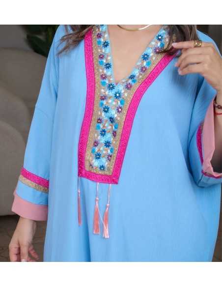 Jebba bleu ciel - Jebba Tunisienne - Kaftan - Tenue traditionnelle
