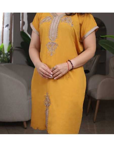 Jebba Courte Moutarde à Motifs - jebba courte - Jebba en coton