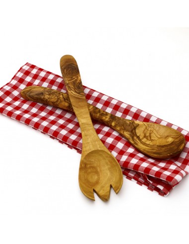 Couverts à salade en bois d'olivier 25cm