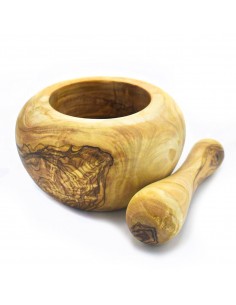Mortier avec pilon en bois d'olivier 12cm - Mortier avec pilon