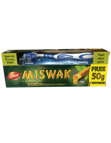 Dabur Dentifrice aux herbes miswak + brosse à dents en cadeau